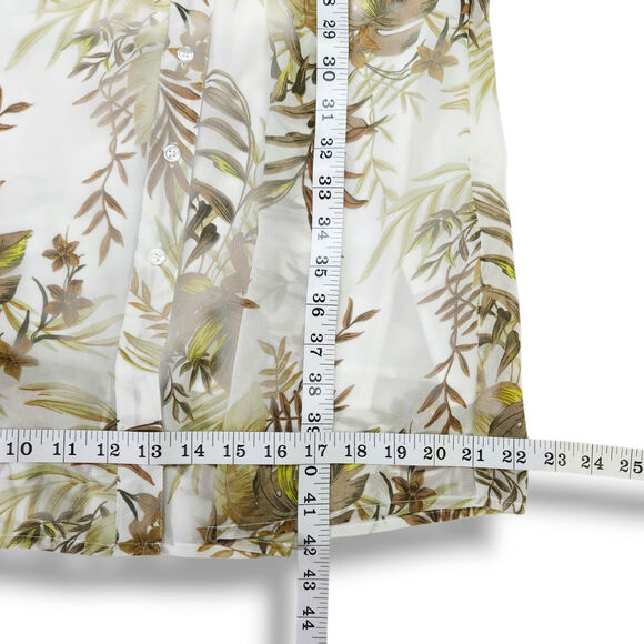 41 Hawthorn Petite Floral Midi Dress Button Front Tie Waist Ivory Resort Chic 5P - Picture 9 of 11